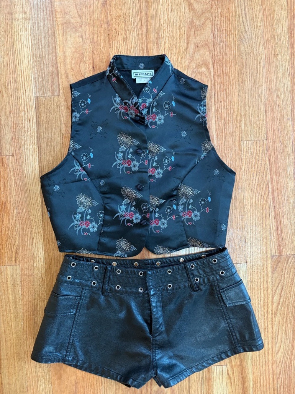 Sleeveless Black Floral Satin Crop Top